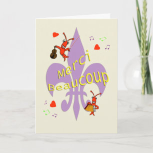 Cajun Fleur de Lis Crawfish Thank You in French
