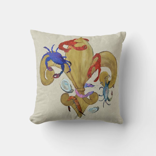 Cajun Fleur de lis throw pillow from art (Front)