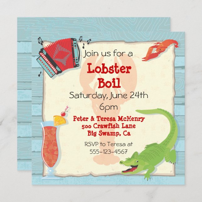 Cajun Lobster Boil Party Invitation (Front/Back)