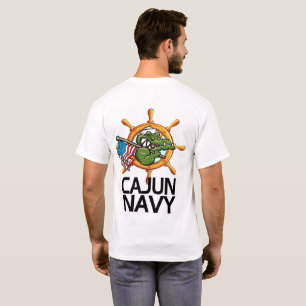 Cajun Navy design on front Pocket and Back T-Shirt