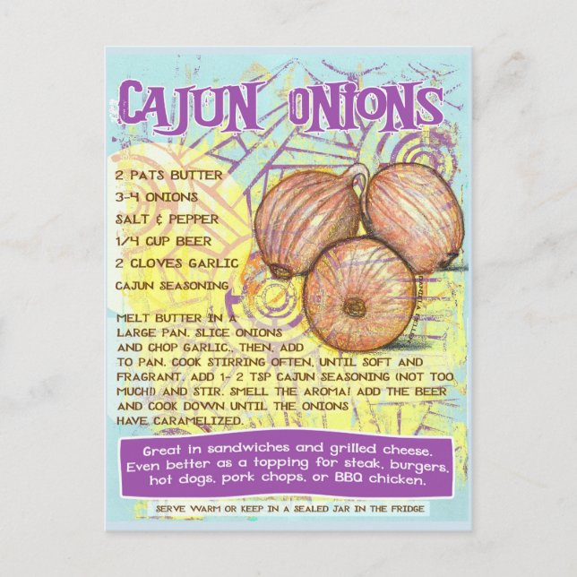 Cajun Onions Recipe Postcard (Front)
