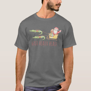 Cajun Santa Alligator Heaux Heaux Heaux Christmas T-Shirt