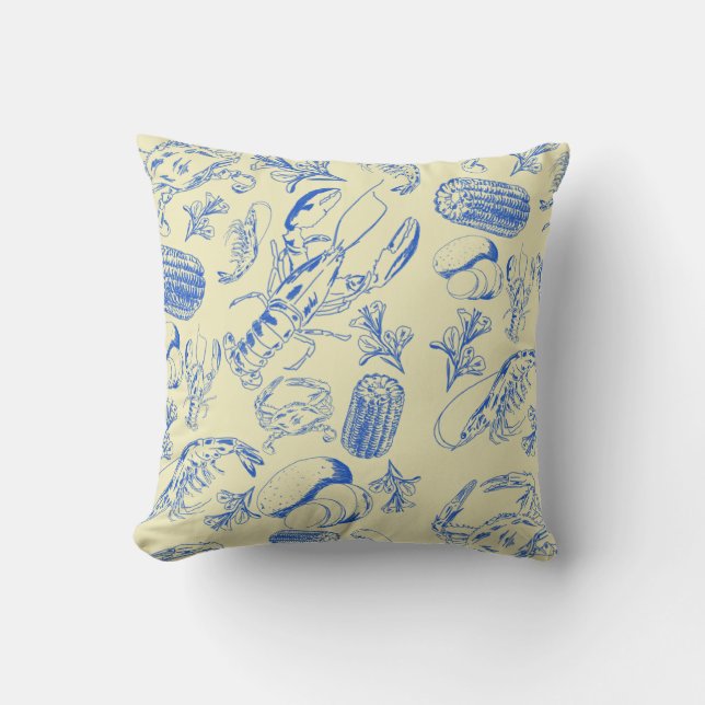 Cajun Seafood Boil – Southern Coastal Food Art Cushion (Front)