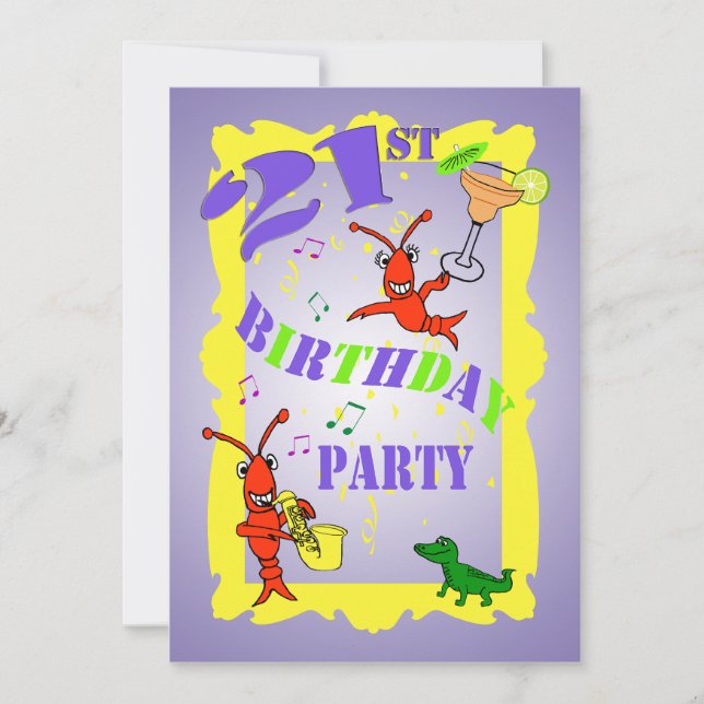 Cajun Themed 21st Birthday Party Invitation (Front)