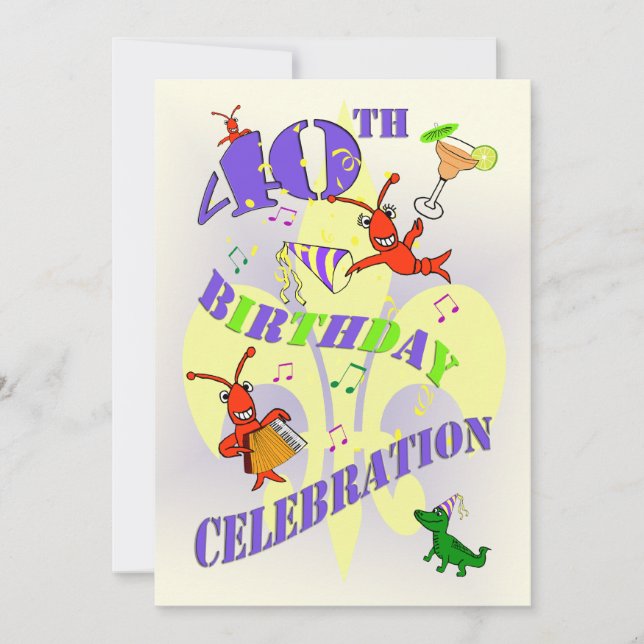 Cajun Themed 40th Birthday Party Invitation (Front)