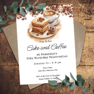 Cake and Coffee 30th Adult Birthday Invitation