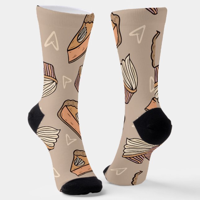 Cake and Cup Cake Bakery Seamless pattern Socks (Angled)