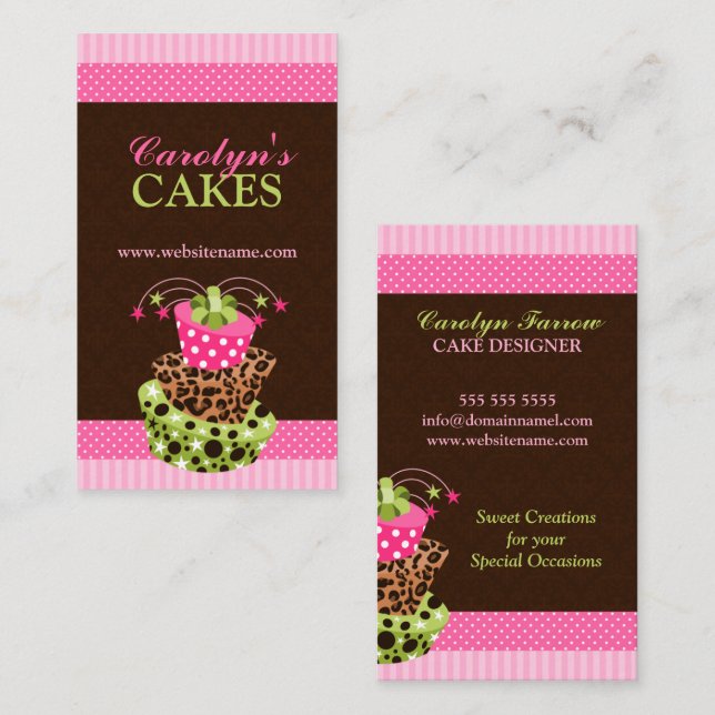 Cake and Damask Bakery Business Card (Front/Back)