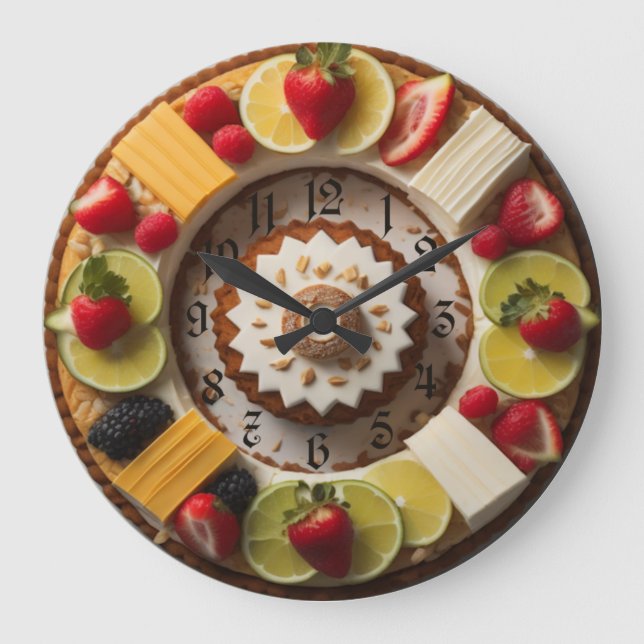 Cake and fruits large clock (Front)