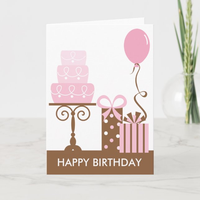 Cake and Presents Birthday Card (Front)