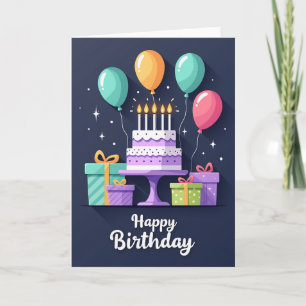 Cake And Presents Birthday Card