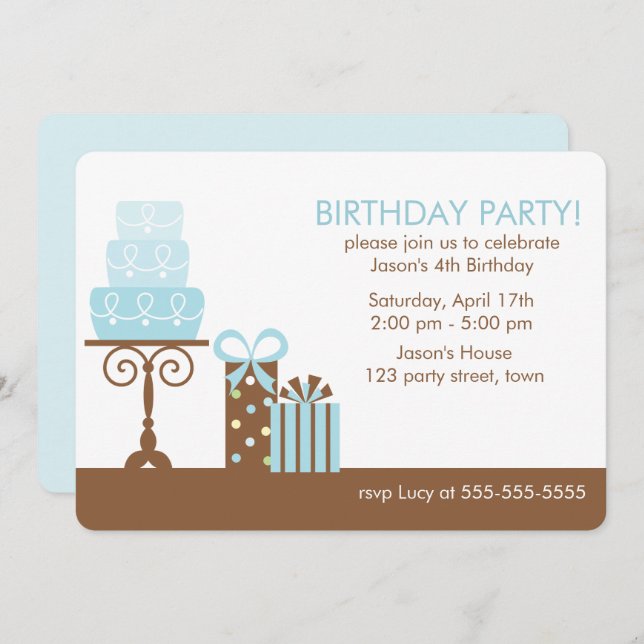 Cake and Presents Birthday Celebration Invitation (Front/Back)