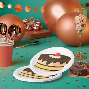 Cake And Strawberry Paper Plate