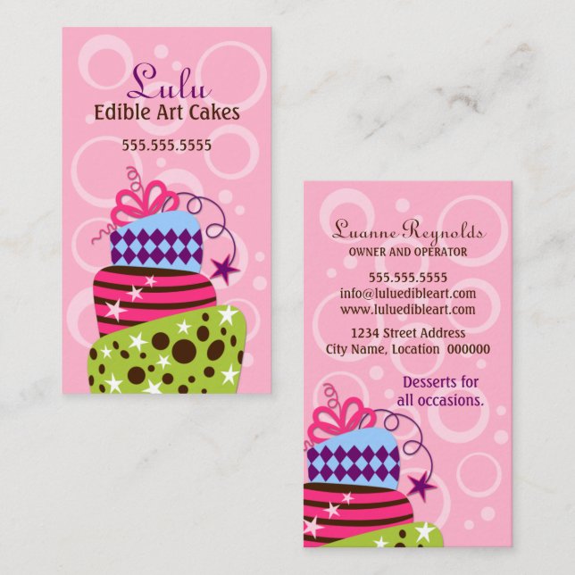 Cake Art Bakery Business Card (Front/Back)