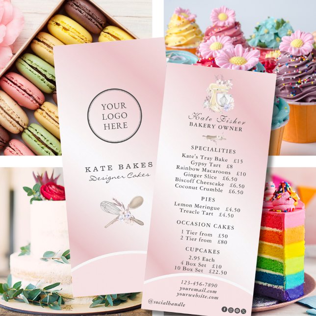 Cake Bakery Chef Blush Pink Cafe Price List Menu (Creator Uploaded)