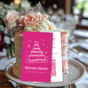 Cake Bakery Dessert Catering CUSTOM QR Hand-drawn Business Card