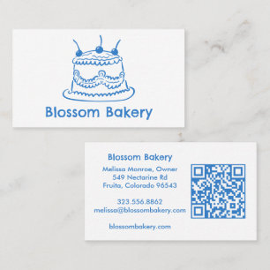 Cake Bakery Dessert Catering CUSTOM QR Hand-drawn Business Card
