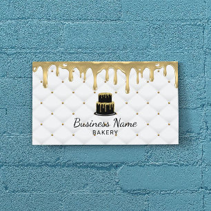 Cake Bakery Gold Drip Icing Luxury White Business Card
