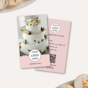 Cake Bakery Logo Photo Pink Business Card