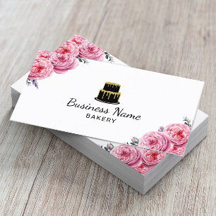 Cake Bakery Pastry Chef Elegant Floral Business Card