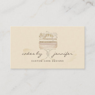 Cake Bakery Pastry Patisserie Cream Beige Business Card