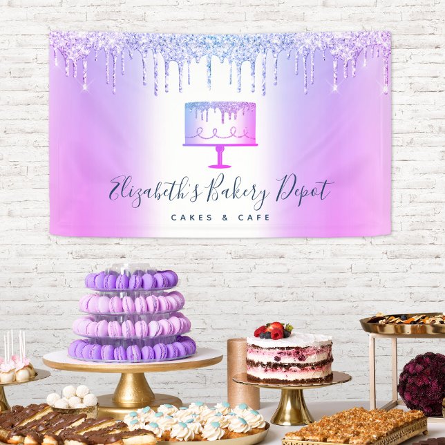 Cake Bakery Pastry Purple Glitter Drips Script Banner (Creator Uploaded)