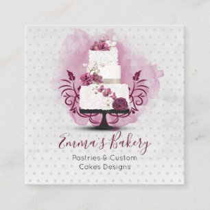 Cake Bakery,  Patisserie , Cakes & Sweets Square Business Card