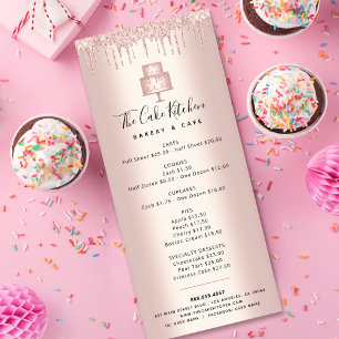 Cake Bakery Rose Gold Glitter Pastry Chef Menu