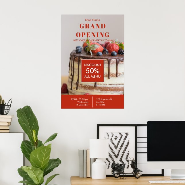 Cake Bakery Small Business Grand Opening Flyer Poster (Home Office)