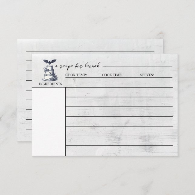 Cake Bat Recipe Card (Front/Back)