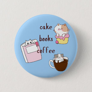Cake Books Coffee 6 Cm Round Badge