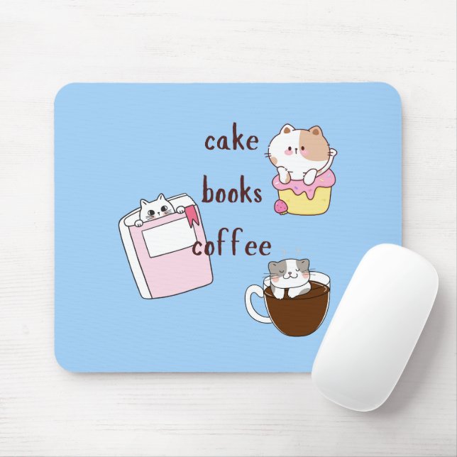 Cake Books Coffee Mouse Pad (With Mouse)