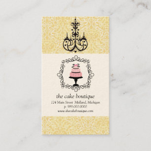 Cake Boutique Fancy Yellow Damask Business Cards