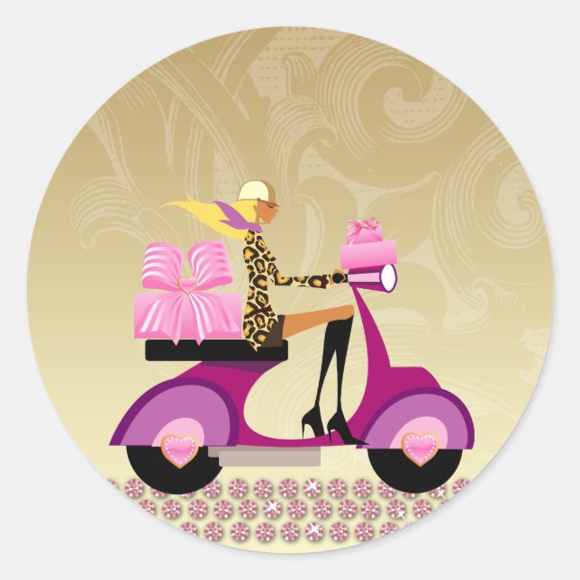 Cake Box Bakery Scooter Girl Stickers (Front)