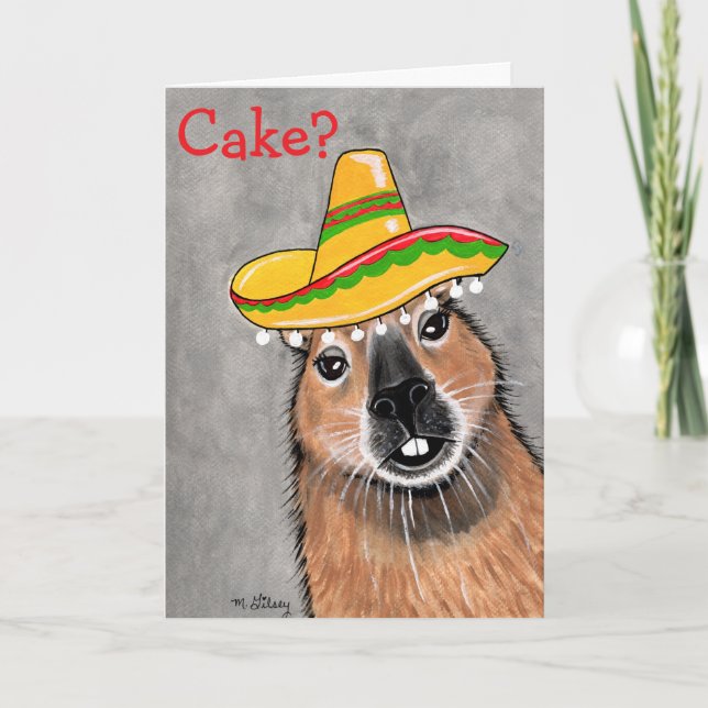 Cake? Capybara Birthday Celebration Greeting Card (Front)