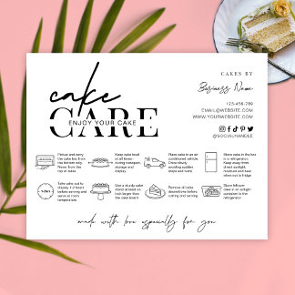 Cake Care Instructions Minimalist Thank You Card
