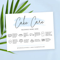 Cake Care Instructions Pastel Blue Watercolor