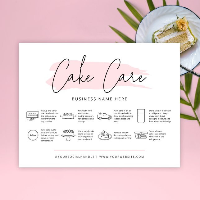 Cake Care Instructions Wedding Cake Guide Feminine Thank You Card (Creator Uploaded)