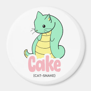 Cake (Cat + Snake) Cute Circle and Square Magnet