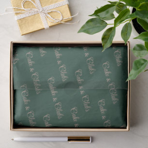 'Cake & Clubs' Luxurious Pine Green & Muted Blush Tissue Paper