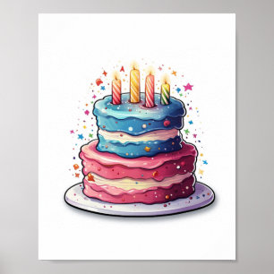Cake, colourful cake design poster
