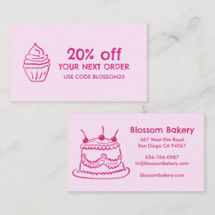 Cake Cupcake Bakery Dessert Catering Rewards Discount Card