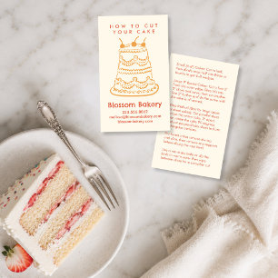 Cake Cutting Instructions Bakery Dessert Wedding Business Card