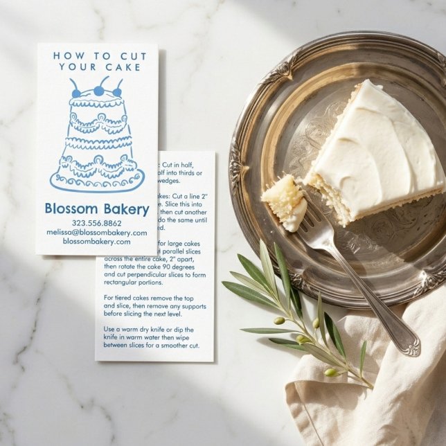 Cake Cutting Instructions Bakery Dessert Wedding  Business Card (Cake Cutting Instructions Bakery Dessert Wedding Business Card
)
