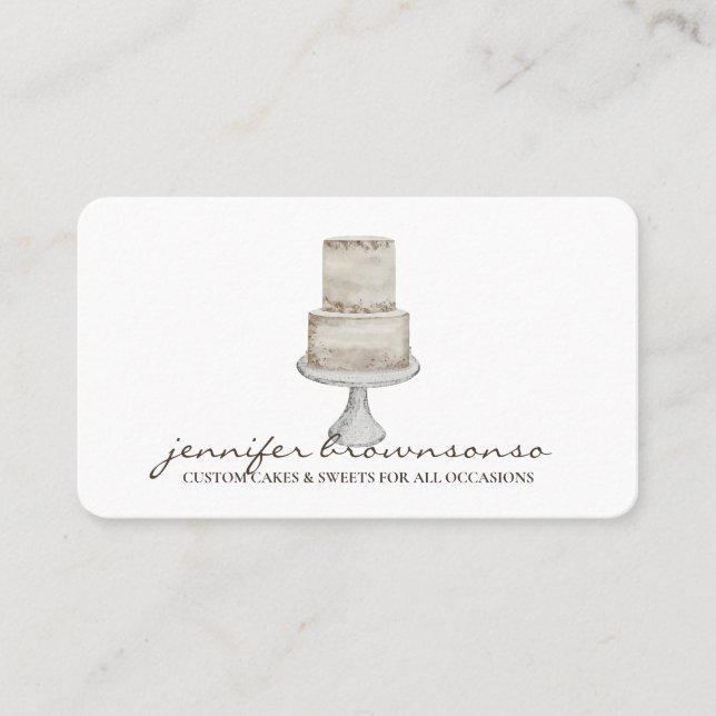 Cake Decor Simple Ivory Pastry Business Card (Front)