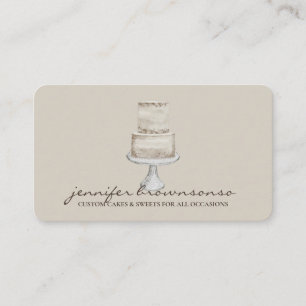 Cake Decor Simple Pastry beige Business Card