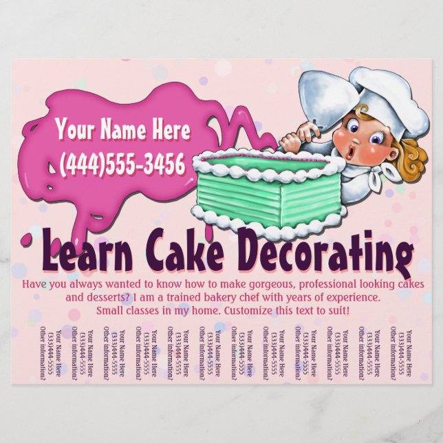 Cake Decorating. Baking. Classes. Lessons Flyer (Front)