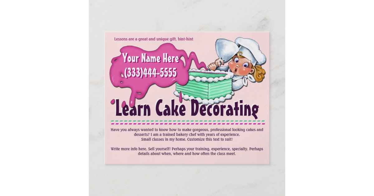 Cake Decorating. Baking. Classes. Lessons Flyer Zazzle ...