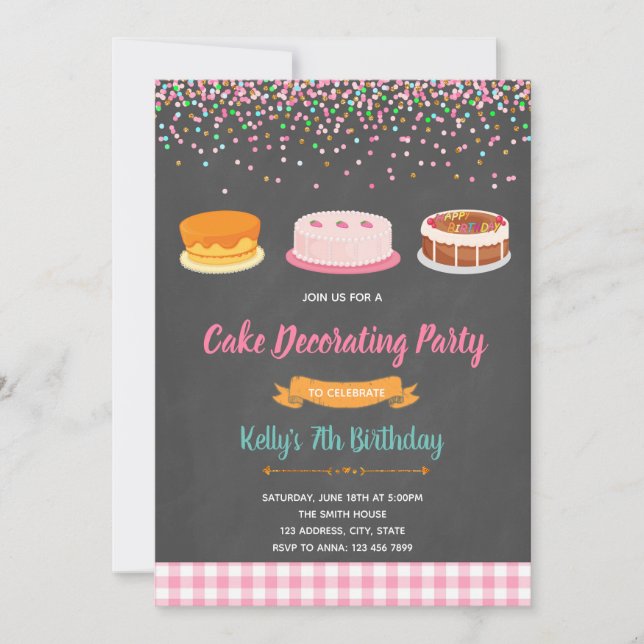 Cake decorating party invitation (Front)