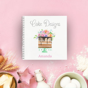 Cake Designs  Watercolor Floral Cake Designs Notebook